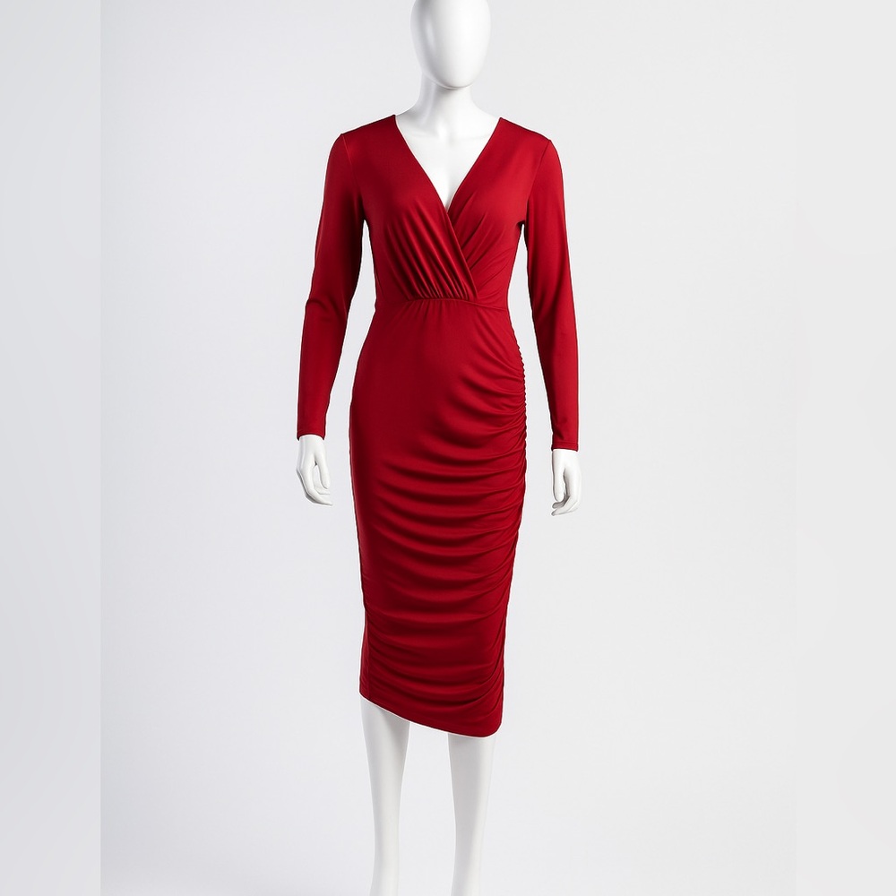 Chic Long Sleeve Red Dress